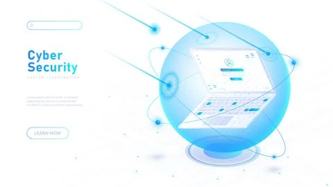 Cyber security white vector poster 스톡 일러스트