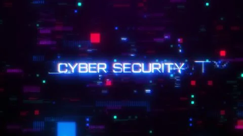 Cyber Security word with digital glitch 库存插图