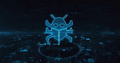 Cyber security worm digital attack symbol cyber concept Stock Footage 313473566