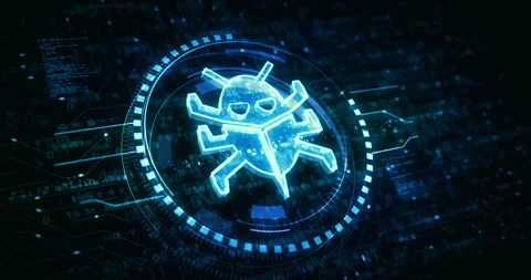Cyber security worm digital attack symbol digital concept Stock Footage 313473615