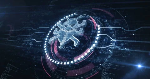 Cyber security worm digital attack symbol digital concept loop Stock Footage 313473967