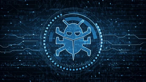 Cyber security worm digital attack symbol loop digital concept Stock Footage 313474193