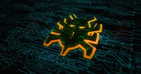 Cyber security worm digital attack symbol digital concept Stock Footage 313524902