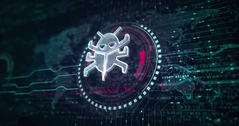 Cyber security worm digital attack symbol loop digital concept Stock Footage 313524904