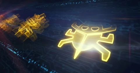 Cyber security worm digital attack symbols loop cyber loop concept Stock Footage 313584325
