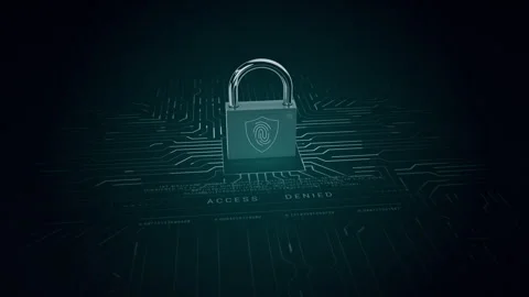 Cyber security.Access denied. Lock 3D.Fingerprint scanner.Old Lock new Stock Footage 248089352