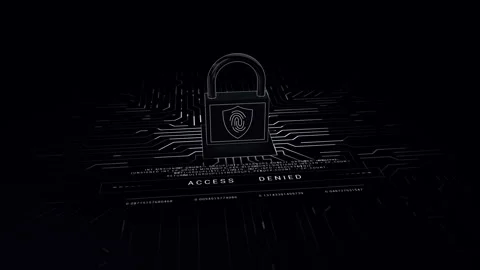 Cyber security.Access denied. Lock 3D.Fingerprint scanner.Old Lock new Stock Footage 248089366