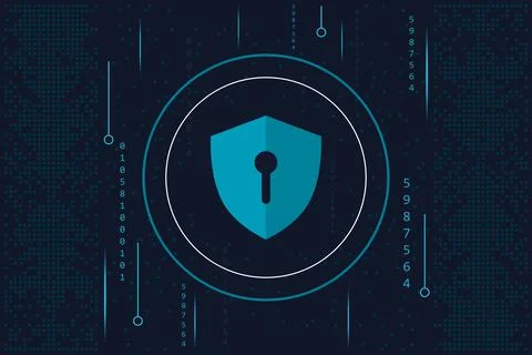 Cyber shield in circular frame Stock Illustration