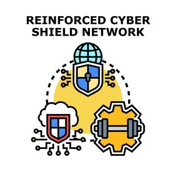Cyber shield network providing digital security and protection Illustrazione stock