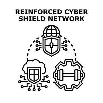 Cyber shield network providing digital security and protection Illustrazione stock