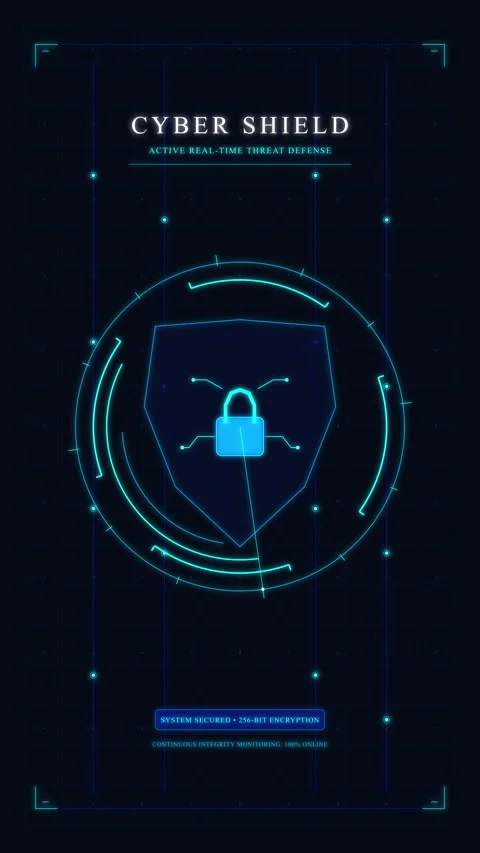 Cyber shield security lock network data privacy digital defense Stock Footage 348326718