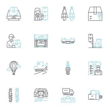 Cyber Shopping linear icons set. Online, E-commerce, Digital, Virtual, Shopping 스톡 일러스트
