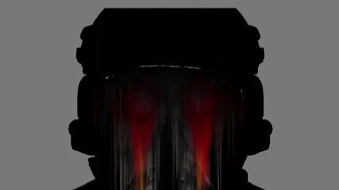 A cyber silhouette of a robot with a smeared face and red eyes. Stock Footage 307387044