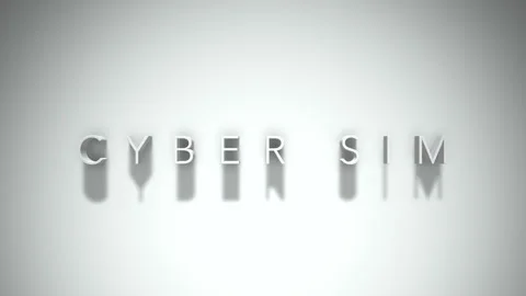 Cyber sim 3D title animation with shadows on a white background Stock Footage 297215831