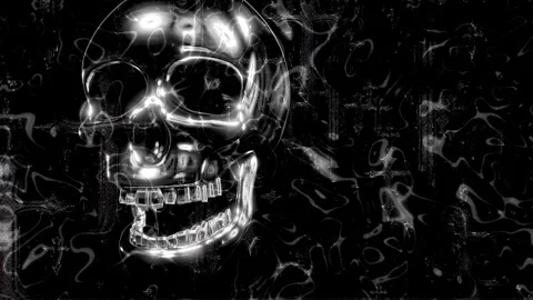 Cyber Skull Relic – Dark Sci-Fi Energy Core Seamless VJ Loop Stock-Footage 327583991