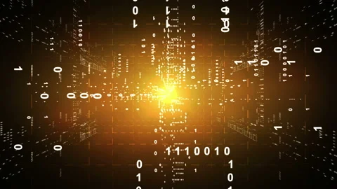 Cyber Space Binary Code Tunnel with Random Ones and Zeros Digits Yellow Seamless 스톡 동영상 113091975