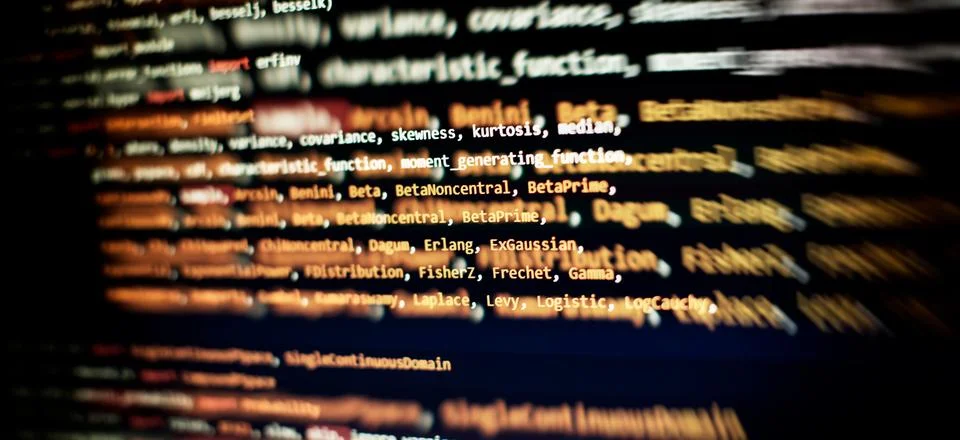 Cyber space concept. programming code on computer screen , abstract screen .. 库存照片