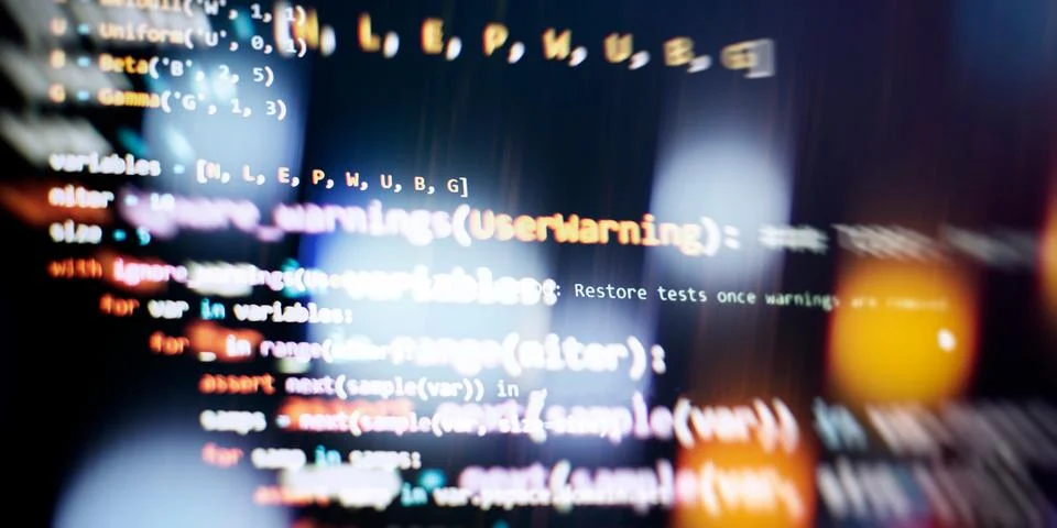 Cyber space concept. programming code on computer screen , abstract screen .. Photos