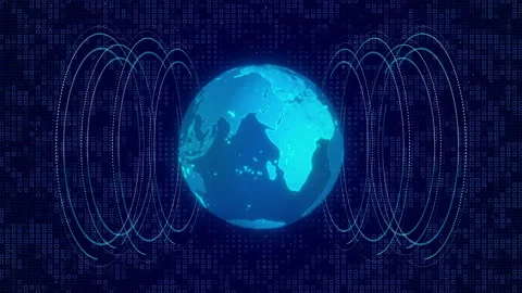 Cyber Space Digital Technology Matrix Planet Earth Video Background Stock Footage 335497306