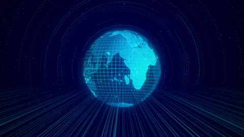 Cyber Space Digital Technology Matrix Planet Earth Video Background Stock Footage 335497321