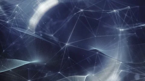 Cyber Space Network Plexus with Flowing Wavy Particles and Glowing Lines Stock Footage 346211742