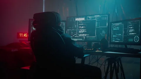 Cyber specialist using technology for malicious software Video stock 257381494