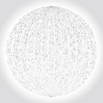 Cyber sphere binary code on a grey background. Abstract radial matrix technol Stockillustratie