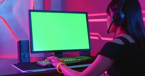 Cyber sport gamer with computer Stock Footage 106474853