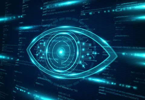 Cyber spy technology, virtual eye internet control Ilustración de archivo