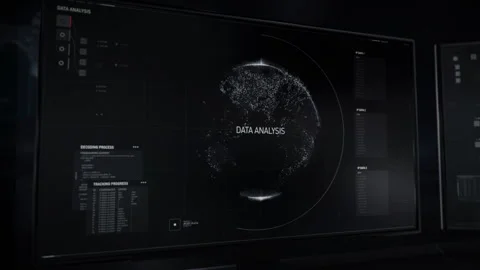 Cyber spying program analyzes the world globe to identify target location Stock Footage 304696040