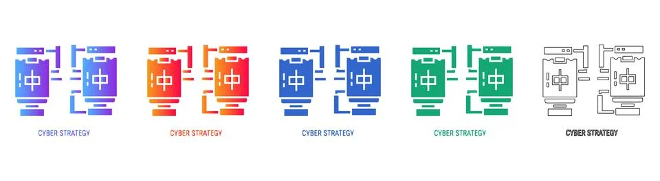 Cyber Strategy Framework Icons Illustration