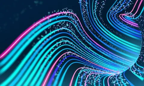 Cyber stream on dark background. Motion vector illustration. Information tech Illustrazione stock