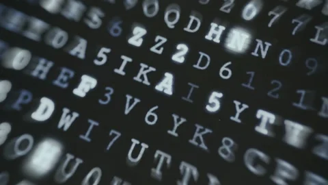Cyber-style alphanumeric characters flashing randomly Vidéo 335870064