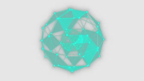 A cyber-style sphere made of rotating green polygons in wireframe style Stock Footage 332187061