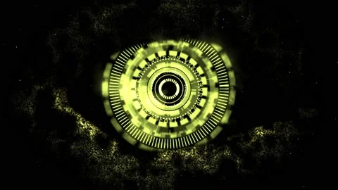 Cyber surveillance animated complex 3D digital eye design within a Stock Footage 237980308