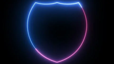 Cyber system security digital shield, futuristic technology with neon glow. Illustrazione stock