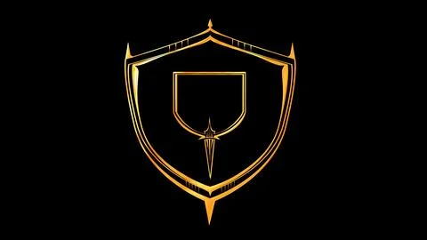 Cyber system security digital shield, futuristic technology with neon glow. Illustrazione stock