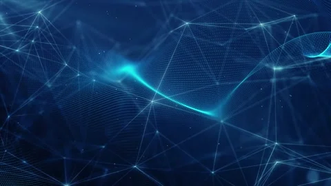 Cyber Technology Mesh with Particles and Plexus Lines Network Stock Footage 321464164