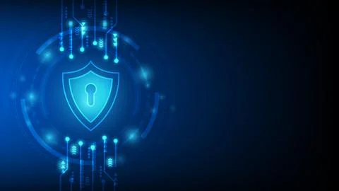 Cyber technology security, netwok protection background design Stock Illustration