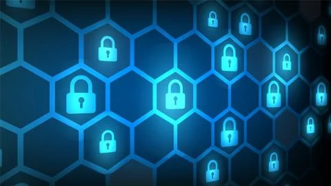 Cyber technology security, network protection background design Stock Illustration