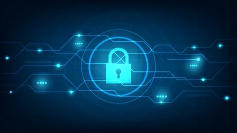 Cyber technology security, network protection background design Stock Illustration