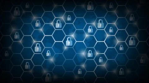 Cyber technology security, network protection background design Illustrazione stock