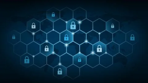 Cyber technology security, network protection background design Stock Illustration