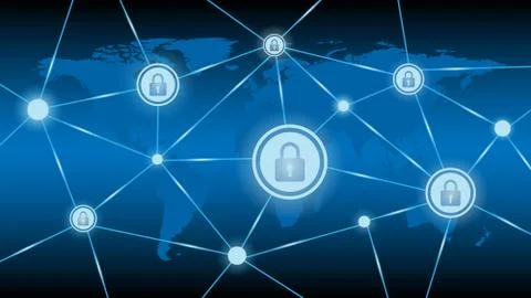 Cyber technology security, network protection background design Stock Illustration