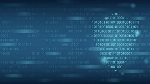 Cyber technology security, shield on digital binary code screen Stock Illustration