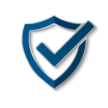 Cyber technology security, Shield on white screen, netwok protection design Stock Illustration