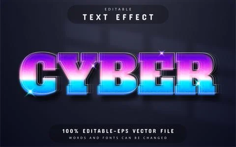 Cyber text effect editable Stock Illustration
