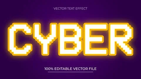 Cyber text effect editable pixel and retro text style Illustrazione stock