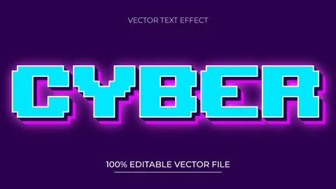 Cyber text effect editable pixel and retro text style Illustrazione stock