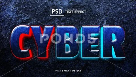 Cyber text effect editable PSD Template
